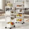 5 Tier Cartoon Rolling Storage Rack Cute Bins For Books Toys Room Tidy 5