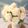 12 Piece Artificial Blue Silk Rose Bouquet Home Garden Wedding Decoration 11