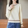 Autumn Winter Women Pure Cotton Knitted ONeck Pullover Sweater 7