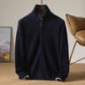 Men 100 Percent Merino Wool Stand Up Collar Cardigan Zipper Coat 7