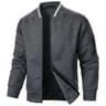 Men Long Sleeve Zipper Jacket Stand Collar Solid Color Baseball Sweatshirt 7