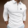 Long Sleeve Zipper Stripe Polo Shirt For Men 5