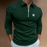 Long Sleeve Zipper Stripe Polo Shirt For Men 7