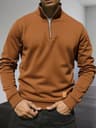 Half Zipper Sweatshirt Long Sleeve Solid Color Pullover For Men 5