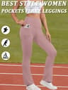 Womens Super Soft Flare Pants With Pockets High Waisted Yoga Bell Bottom Leggings 5