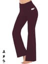 Womens Super Soft Flare Pants With Pockets High Waisted Yoga Bell Bottom Leggings 12