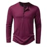Mens Cotton Long Sleeve Henley Neck T Shirt Casual Solid Color Slim Fit 9