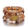 Women Boho Crystal Beads Strand Bracelet Set 4Piece Elastic Stackable Bangles 12