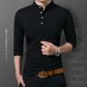 Mens Business Casual Long Sleeve Polo T Shirt Summer Comfortable Breathable Top For Formal Occasion 7