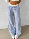 Womens Casual Striped Woven Wide Leg Pants Fall Winter 2024 Stylish Full Length Trousers 8