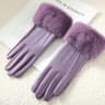 Winter Women PU Leather Gloves Faux Fur Cuff Touch Screen 9