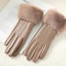 Winter Women PU Leather Gloves Faux Fur Cuff Touch Screen 10