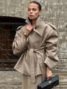 Brown Long Suede Overcoat Women Fashion Solid Lapel Single Breasted Loose Outerwear 8