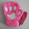 Plush Cat Paw Fingerless Gloves For Women 7