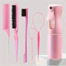 Six Piece Hair Brush And Styling Tool Set With Spray Bottle And Braiding Comb 7