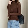 Sheer Transparent Mesh LongSleeve Crop Turtleneck Top 10