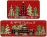 Christmas Gingerbread Man Crystal Velvet Kitchen Floor Mat Set 7