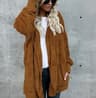 Autumn Winter Double Fleece Cardigan Jacket Women Solid Color Long Sleeve Plush Warm Hooded Lady Ja 7