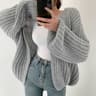 Vintage Women Cardigan Sweater Harajuku Lantern Sleeve Casual Korean Fall Streetwear Top 9