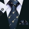 Purple Silk Bat Pattern Men Tie Set With Pocket Square And Cufflinks 0
