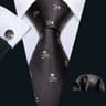 Purple Silk Bat Pattern Men Tie Set With Pocket Square And Cufflinks 11