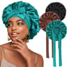 Satin Sleeping Hat With Stretchy Tie Band Adjustable Hair Bonnet For Women 28