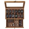 Two Tier Watch Box With Glass Lid Velvet Lining And Removable Pillows 6