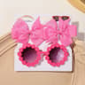 Cheer Bow Hairclips And Retro Flower Sunglasses Set For Kids 8