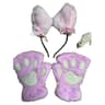 Cute Cartoon Cat Paw Winter Gloves With Bell Headband And Cat Ear Accessories Set 6