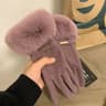 Winter Women Warm Plush Touch Screen Suede Gloves 11