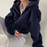 Women Fleece Lined Cropped Zip Up Hooded Sweatshirt 10