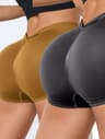 Womens High Waist Seamless Scrunch Butt Workout Shorts Two Piece Set 9