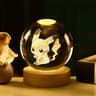 Soft glowing lamp with etched cartoon figures