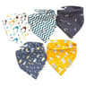 5 Pcs Cartoon Triangle Cotton Bib Baby Bandana Bibs Scarf Burp Cloths For Boys And Girls 6