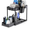 2 Tier Under Sink Organizer Sliding Cabinet Basket Storage Rack With Hooks And Hanging Cup 23