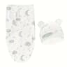 1pc Baby Swaddle Set With Hat  UltraSoft Gray Star Cloud  Moon Patterns 6