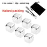 Premium 6Piece Stainless Steel Ice Block Set  Reusable Chilling Stones For Whiskey  Wine 6