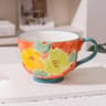 JUSTINLAU Relief Flower Ceramic Mug  HandDrawn Art Breakfast Milk  Oat Cup 8