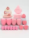 20Piece Pink Makeup Sponge  Puff Set  Professional Blending  Setting Kit 17