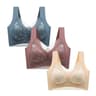 FallSweet 3PCS Lace Push Up Bras For Women Sexy Wireless Ice Silk Deep V Bralette Tops 9