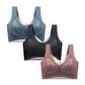 FallSweet 3PCS Lace Push Up Bras For Women Sexy Wireless Ice Silk Deep V Bralette Tops 10