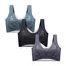 FallSweet 3PCS Lace Push Up Bras For Women Sexy Wireless Ice Silk Deep V Bralette Tops 11