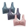 FallSweet 3PCS Lace Push Up Bras For Women Sexy Wireless Ice Silk Deep V Bralette Tops 7