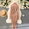 Seoulish Autumn Winter Twist Womens Wrap Knitted Bodycon Long Sleeve Sheath Dress 10