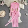 French Style Celebrity Temperament Round Collar Slim Bottom Wrap Hip Autumn Winter Dress 6