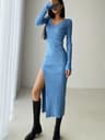 REALEFT Autumn Winter French Sexy Slit VNeck Slim TightFitting Wrap Sweater Dress 8