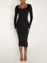 Womens Long Sleeve UNeck Party Bodycon Midi Jumper Dress Stretch Winter Wrap 7