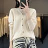 Womens 100 Merino Wool ONeck Cardigan  Premium Buttoned Knitwear For Autumn  Winter 10