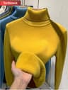 Thicken Velvet Turtleneck Sweater  Korean Fashion Lined Warm Knitted Pullover  Winter Jersey Jumper 10