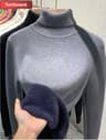 Thicken Velvet Turtleneck Sweater  Korean Fashion Lined Warm Knitted Pullover  Winter Jersey Jumper 13